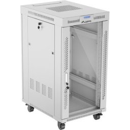 Комуникационен шкаф Lanberg rack cabinet 19" free-standing 22U/600x800 (flat pack) with glass door lcd grey v2
