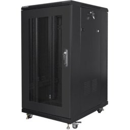 Комуникационен шкаф Lanberg rack cabinet 19" free-standing 22U/600x800 (flat pack) with mesh door black