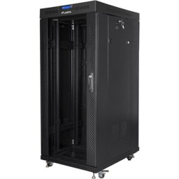 Комуникационен шкаф Lanberg rack cabinet 19" free-standing 27U/800x1200 (flat pack) with glass door lcd black