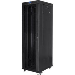 Комуникационен шкаф Lanberg rack cabinet 19" free-standing 42U/600x1000 (flat pack) with glass door lcd black v2