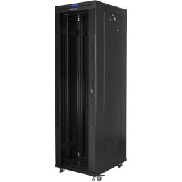 Комуникационен шкаф Lanberg rack cabinet 19" free-standing 42U/600x800 (flat pack) with glass door lcd black v2