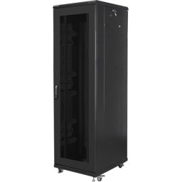 Комуникационен шкаф Lanberg rack cabinet 19" free-standing 42U/600x800 (flat pack) with mesh door black