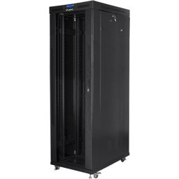 Комуникационен шкаф Lanberg rack cabinet 19" free-standing 42U/800x1000 (flat pack) with glass door lcd black v2