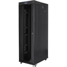 Комуникационен шкаф Lanberg rack cabinet 19" free-standing 42U/800x1200 (flat pack) with glass door lcd black v2