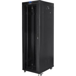 Комуникационен шкаф Lanberg rack cabinet 19" free-standing 42U/800x800 (flat pack) with glass door lcd black v2