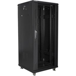 Комуникационен шкаф Lanberg rack cabinet 19" free-standing 27U / 600x600 self-assembly flat pack, black