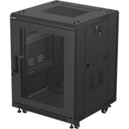 Комуникационен шкаф Lanberg rack cabinet 19" free-standing 15U/600X600 (FLAT PACK) with mesh door black