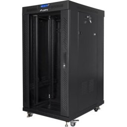Комуникационен шкаф Lanberg rack cabinet 19" free-standing 22U/600x800 (flat pack) with glass door lcd black v2