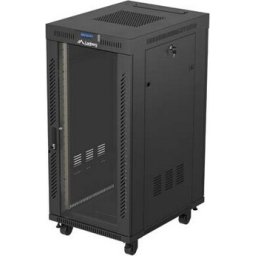 Комуникационен шкаф Lanberg Rack Cabinet 19" Free-Standing 24U/600X800 (FlAT Pack) With Glass Door LCD Black V2