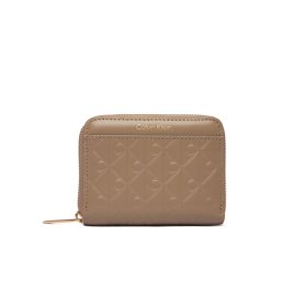 Calvin Klein Портфейл Emblem Aop Embossed Zip Around LV04F1081G Бежов