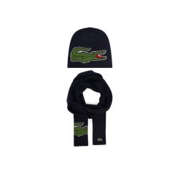 Lacoste Комплект шал и шапка RB1515-00 Тъмносин