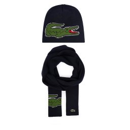 Комплект шал и шапка Lacoste RB1515-00 Тъмносин
