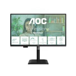 Монитор AOC Q27P4U, 27" IPS WLED, 2560x1440@120Hz, 4ms GtG, 350cd m2, 1500:1, DCR 50M:1, Adaptive Sync, FlickerFree, Anti Blue Light, 2Wx2, Tilt, Height Adjust, Pivot, Swivel, 2xHDMI, DP, USB hub