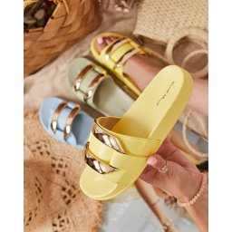 Resti Yellow women's slippers with gold ornament Serina - Footwear