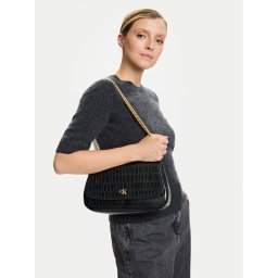 Calvin Klein Дамска чанта Ck Croc Conv Chain Medium Bag LV04F3284G Черен