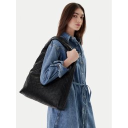 Calvin Klein Дамска чанта Emblem Aop Puffer Lg Shoulder Ba LV04F3199G Черен