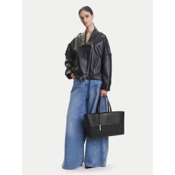 Calvin Klein Дамска чанта Ck Mixmedia Shopper_Raffia K60K613167 Черен