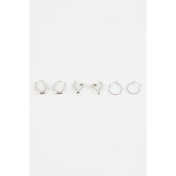 DEFACTO Women's 3-Piece Hoop Silver Earrings