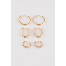 DEFACTO Woman's 3-Piece Gold Earring