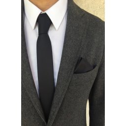 69641 Dewberry Mens Tie and Handkerchief Set-BLACK
