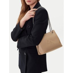 Calvin Klein Jeans Дамска чанта Sculpted Chain Shoulder Bag LV04K3163G Бежов