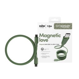 Data кабел empower by PanzerGlass Magnetic Snake USB-C to USB-C Cable 240W USB 2.0, 1,5m - Зелен