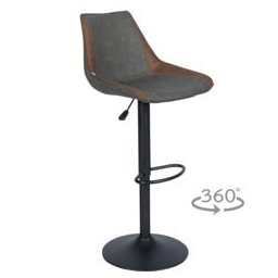 Бар стол Carmen GROVE, до 120кг, еко кожа, метална база, прахово боядисан, сив