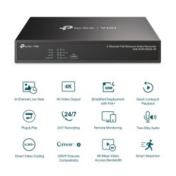 NVR TP-Link VIGI NVR1004H-4P PoE+ 4-канален