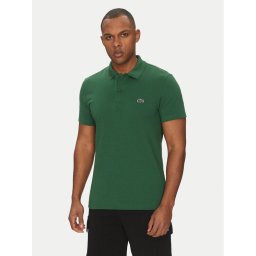 Lacoste Тениска с яка и копчета DH5522 Зелен Regular Fit