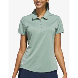 ADIDAS Women's Solid Performance Short Sleeve Polo Shirt Green