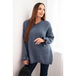 Kesi Włoski Women's sweater with mohair and wool blend in a loose fit denim