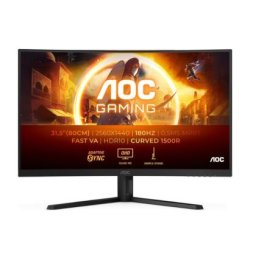 Монитор AOC CQ32G4VE, 31.5" Curved 1500R, Fast VA WLED, 2560x1440@180 Hz, 1ms GtG, 0.5ms MPRT, 300 cd/m2, 3500:1, 80M:1 DCR, Adaptive Sync, Flicker Free, Low Blue Light, Tilt, 2xHDMI, DP