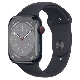 Часовник Apple Watch Series 8, GPS + Cellular, 45mm, Цвят Черен