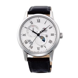 Orient RA-AK0008S – мъжки часовник, автоматичен, 43 mm, бял, сапфир, луна, дата, ден