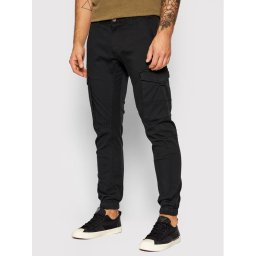 Jack & Jones Текстилни панталони Paul 12139912 Черен Tapered Fit