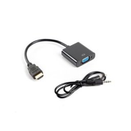 Адаптер Lanberg adapter HDMI-A (m) -> VGA (f) + minijack 3.5mm (f), 20cm cable