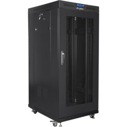 Комуникационен шкаф Lanberg rack cabinet 19" free-standing 27U / 600x800 self-assembly flat pack with mesh door LCD, black
