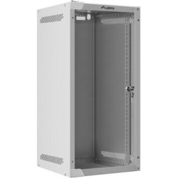 Комуникационен шкаф Lanberg rack cabinet 10" wall-mount 12U/280x310 for self-assembly with glass door grey (flat pack)