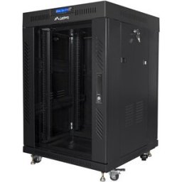 Комуникационен шкаф Lanberg rack cabinet 19" free-standing 15U/600x600 (flat pack) with glass door lcd black v2
