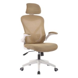 Директорски стол RFG Jolly White HB, до 120кг, дамаска/меш, полипропиленова база, люлеещ механизъм, коригиране на височината, лумбална опора, заключване в позиция, бежов