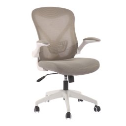 Работен стол RFG Jolly White W, до 120кг, дамаска/меш, полипропиленова база, Tilt механизъм, коригиране на височината, лумбална опора, сив