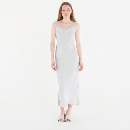 Облекло Calvin Klein Viscose Jacquard Maxi Slip Dress Green L