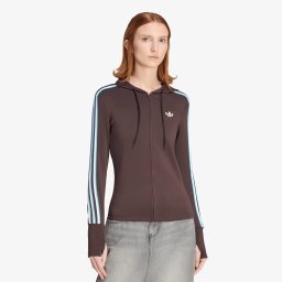 Суитшърт adidas Hooded Trefoil Zipper Jacket Aurora Coffee M