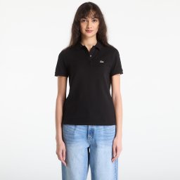 Тениска LACOSTE Short Sleeved Ribbed Collar Shirt Black 38