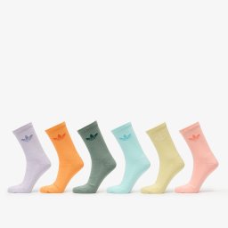 Чорапи adidas Trefoil Crew Cushion Socks 6-Pack Silver Green/ Glow Pink/ Powder Yellow S