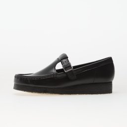 Clarks Originals Wallabee T Bar Blk HiShine Lea 6.5