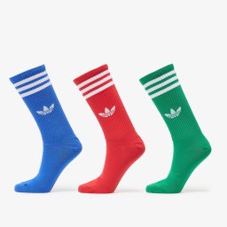 Чорапи adidas 3-Stripes High Crew Socks 3 Pairs Blue/ Better Scarlet/ Green M