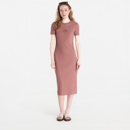 Облекло Calvin Klein Jeans Ss 2X2 Baby Rib Logo Midi Dress Sierra Brown S