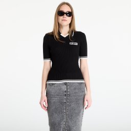 Тениска Off-White Rib Viscose Knit S/S Polo Black M