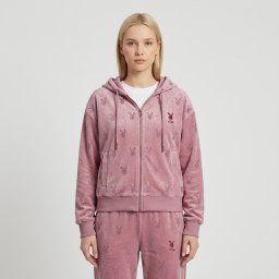 Суитшърт Playboy x FTSHP Girls Velvet Hoodie Pink S
